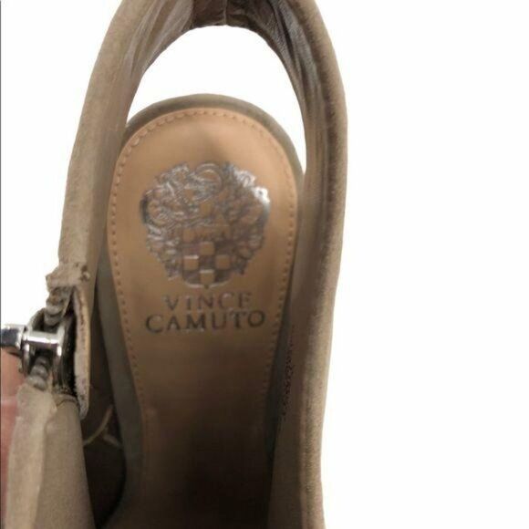 Vince Camuto VC Kentvi Leather Perforated Peep Toe Slingback Heel Tan Sz 11 - Picture 10 of 10